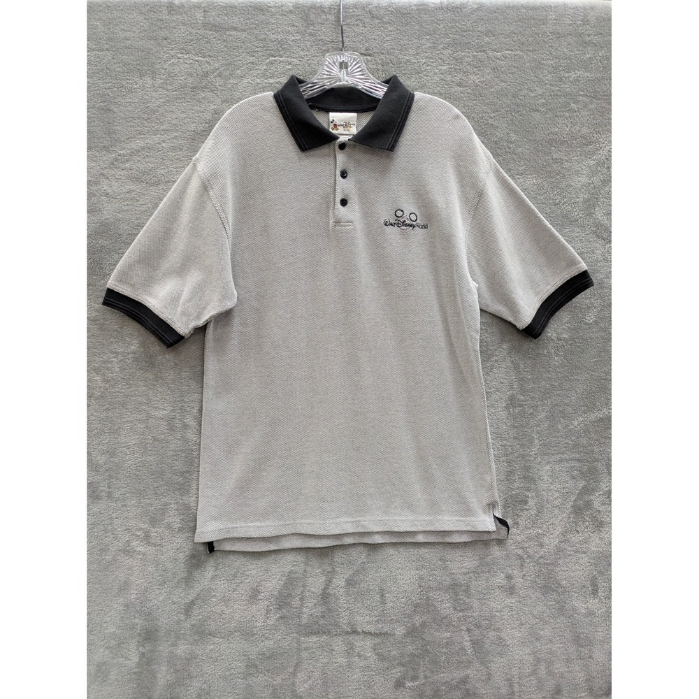 Walt Disney World Polo Shirt Mens Medium Gray Mickey Mouse Retro Disneycore‎